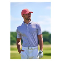 FootJoy Nautical Flag Print Lisle Herren Poloshirt, nantucket red/coastal blue