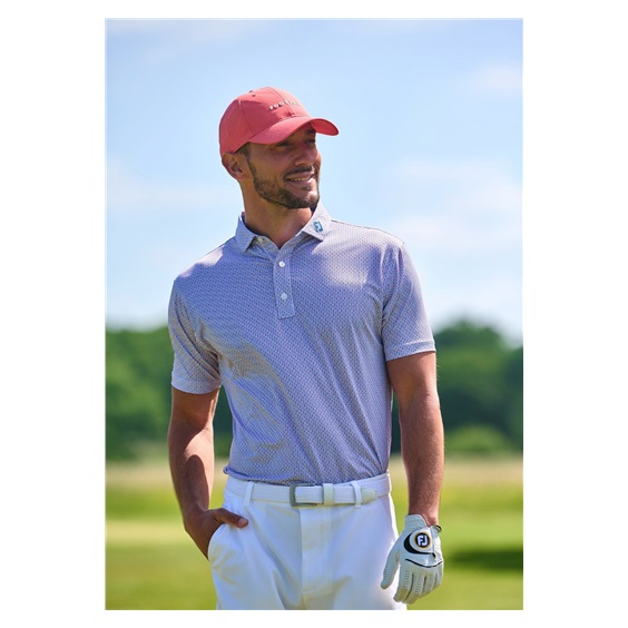FootJoy Nautical Flag Print Lisle Herren Poloshirt, nantucket red/coastal blue