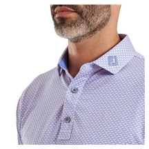 FootJoy Nautical Flag Print Lisle Herren Poloshirt, pink pop/vivid violet