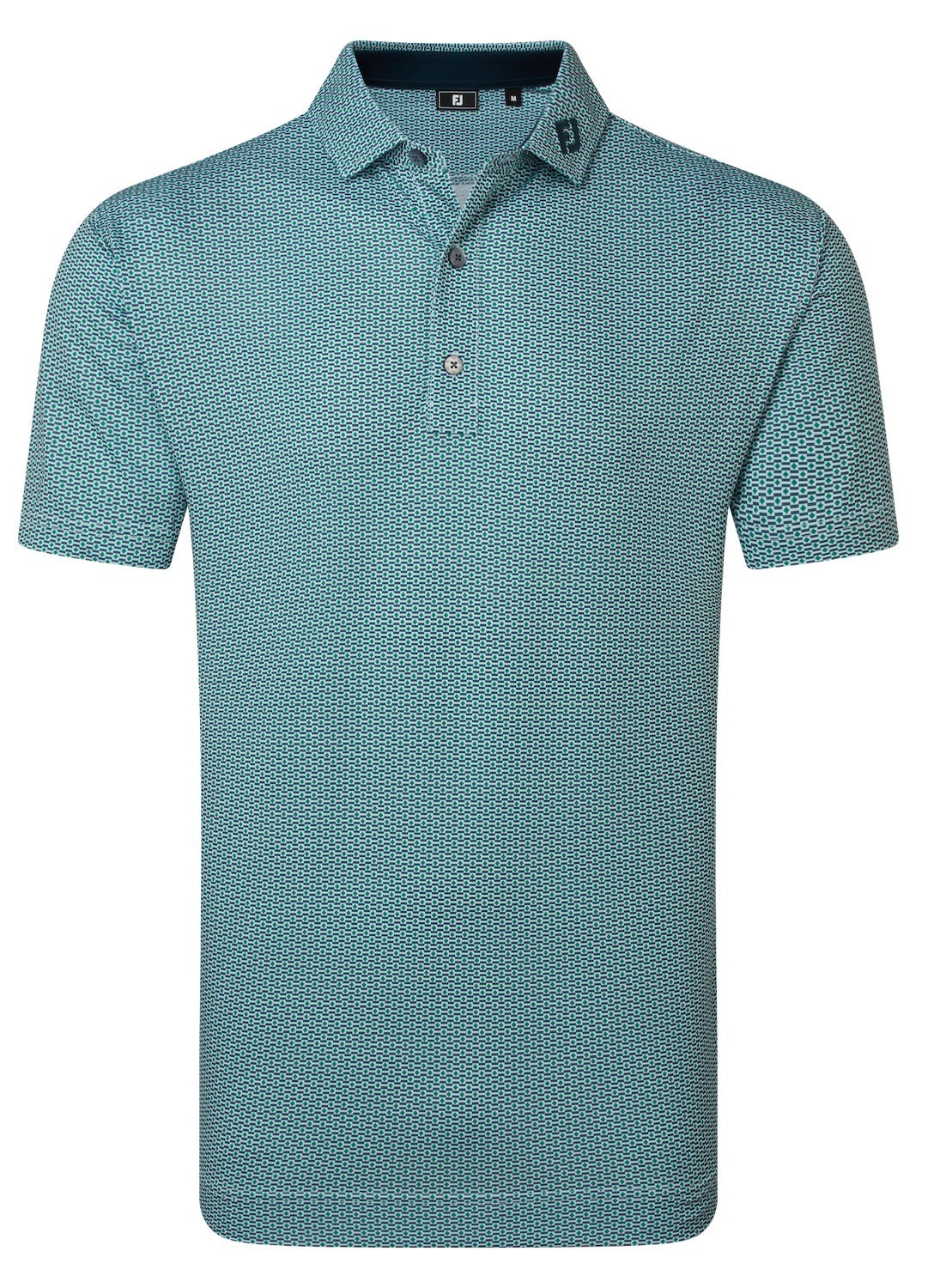 FootJoy Nautical Flag Print Lisle Herren Poloshirt, field green/navy