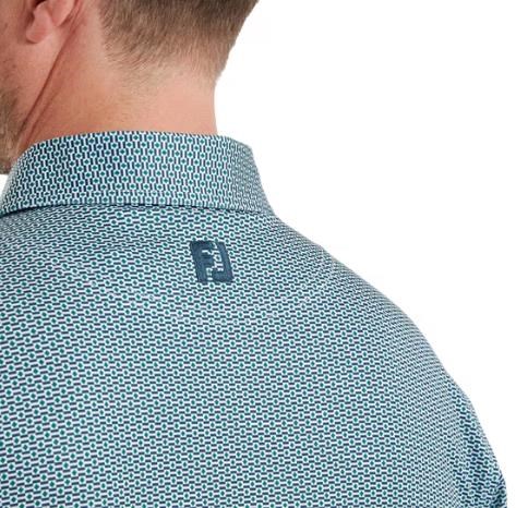 FootJoy Nautical Flag Print Lisle Herren Poloshirt, field green/navy