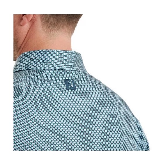FootJoy Nautical Flag Print Lisle Herren Poloshirt, field green/navy