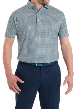 FootJoy Nautical Flag Print Lisle Herren Poloshirt, field green/navy