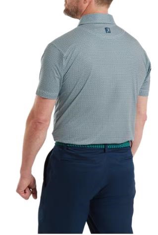FootJoy Nautical Flag Print Lisle Herren Poloshirt, field green/navy