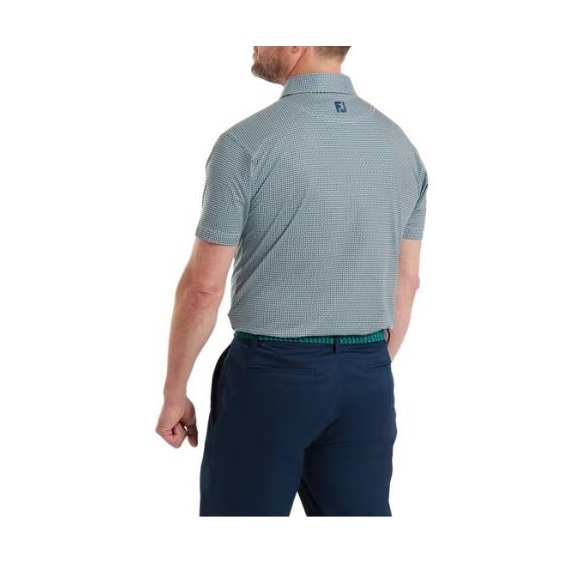FootJoy Nautical Flag Print Lisle Herren Poloshirt, field green/navy