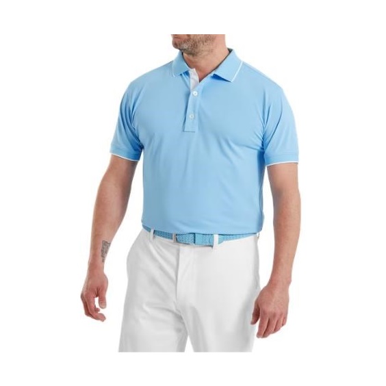 FootJoy FJ Wordmark Pique Herren Poloshirt, blau reef