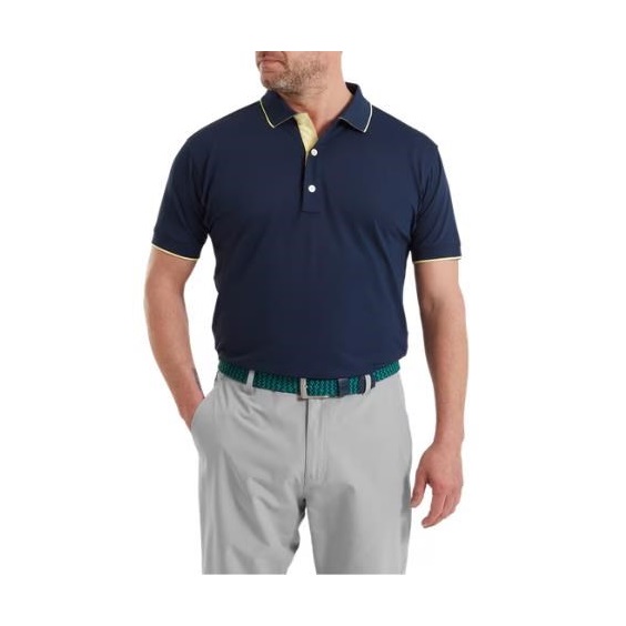 FootJoy FJ Wordmark Pique Herren Poloshirt, dunkelblau