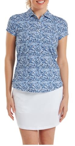 FootJoy Cap Sleeve Lisle Damen Poloshirt, navy floral print