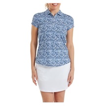 FootJoy Cap Sleeve Lisle Damen Poloshirt, navy floral print