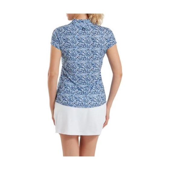 FootJoy Cap Sleeve Lisle Damen Poloshirt, navy floral print