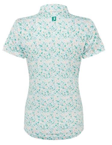 FootJoy Cap Sleeve Lisle Damen Poloshirt, tile blue floral print