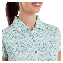 FootJoy Cap Sleeve Lisle Damen Poloshirt, tile blue floral print