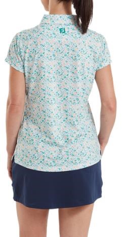 FootJoy Cap Sleeve Lisle Damen Poloshirt, tile blue floral print