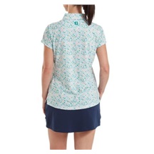 FootJoy Cap Sleeve Lisle Damen Poloshirt, tile blue floral print