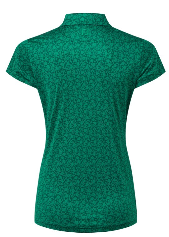 FootJoy Painted Floral Cap Sleeve Lisle ladies polo, field green