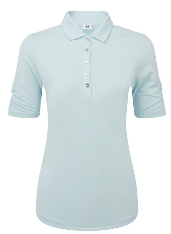 FootJoy Half Sleeve Ruched Lisle Damen Poloshirt, glacial blue