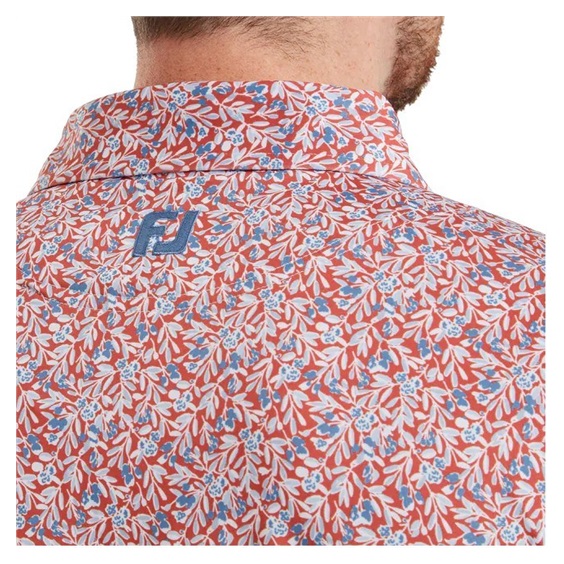 FootJoy Meadow Print Lisle Herren Poloshirt, nantucket red/hambray/coastal blue