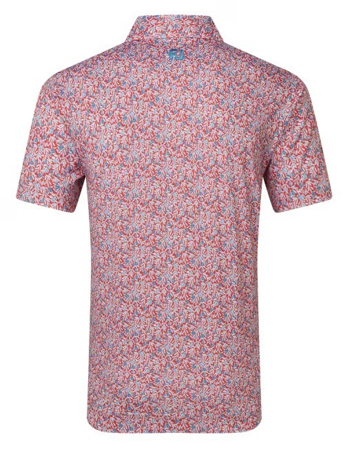 FootJoy Meadow Print Lisle Herren Poloshirt, nantucket red/hambray/coastal blue