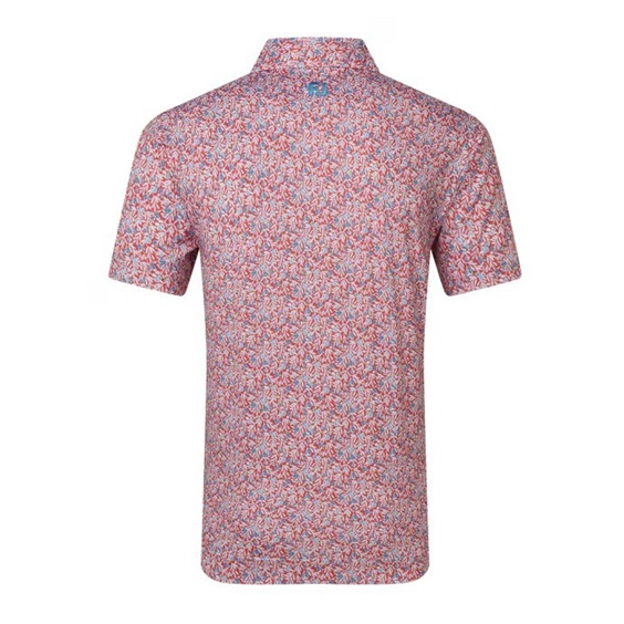 FootJoy Meadow Print Lisle Herren Poloshirt, nantucket red/hambray/coastal blue