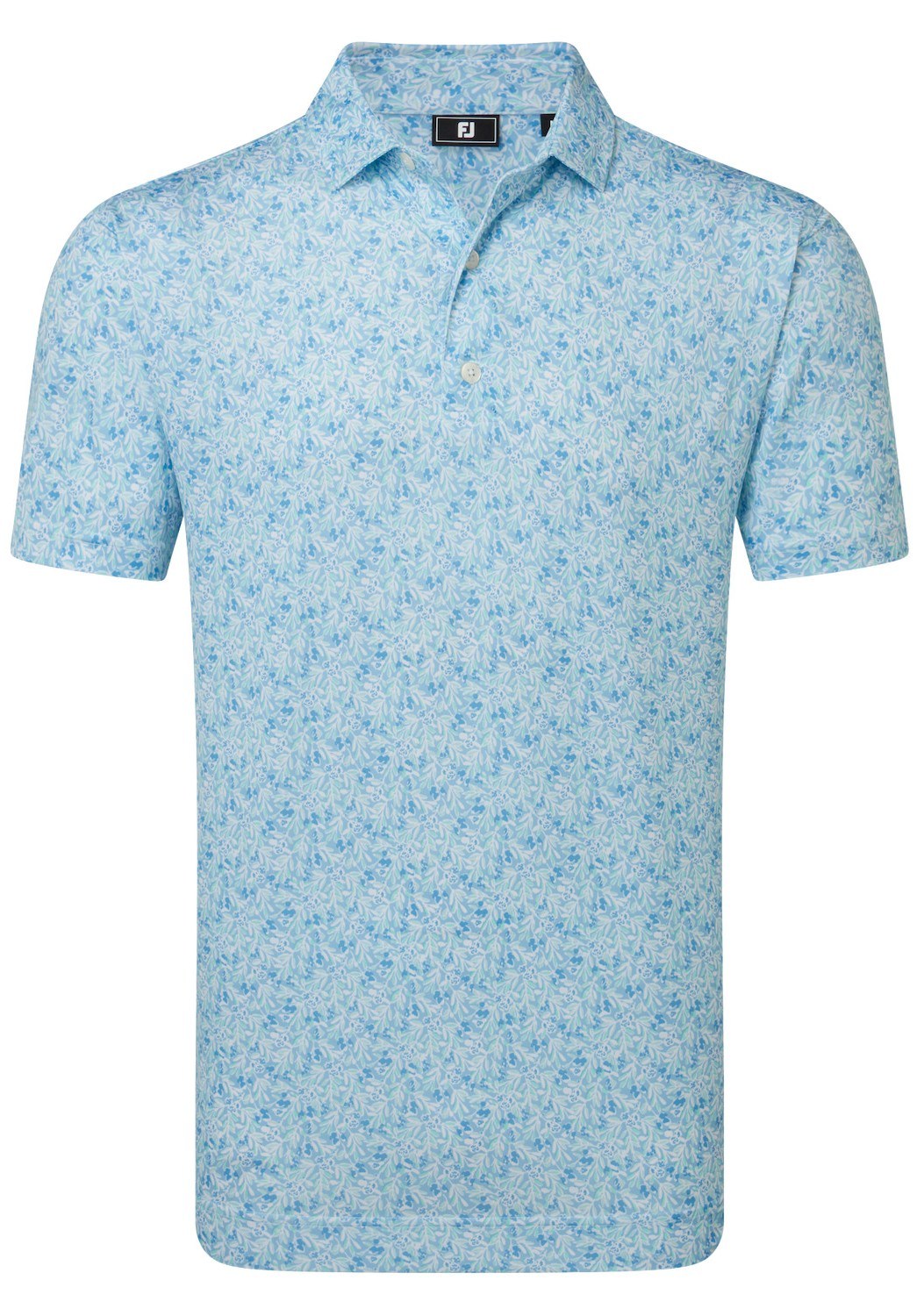 FootJoy Meadow Print Lisle Herren Poloshirt, blue reef/sea glass/deep reef
