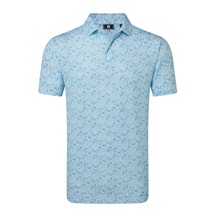 FootJoy Meadow Print Lisle Herren Poloshirt, blue reef/sea glass/deep reef