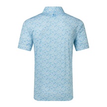 FootJoy Meadow Print Lisle Herren Poloshirt, blue reef/sea glass/deep reef