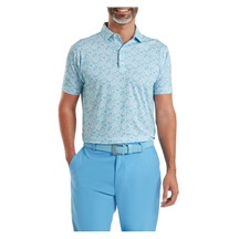 FootJoy Meadow Print Lisle Herren Poloshirt, blue reef/sea glass/deep reef