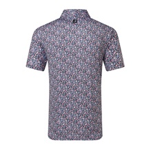 FootJoy Meadow Print Lisle Herren Poloshirt, black/vivid violet/pink pop