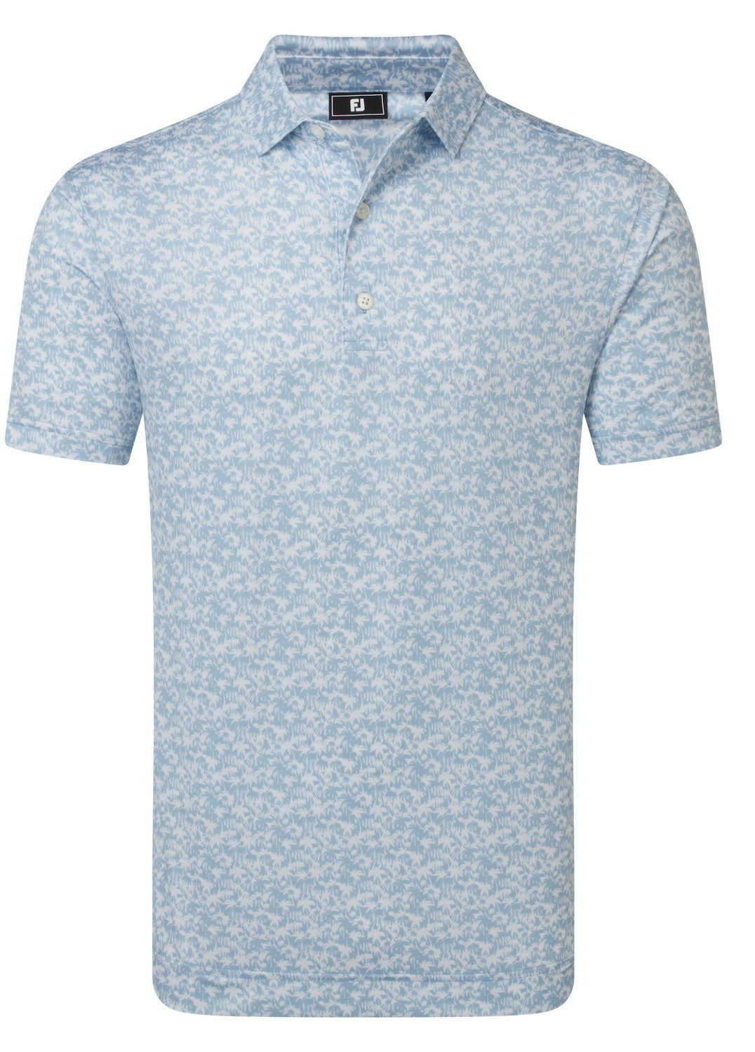 FootJoy Hidden Palm Print Lisle Herren Poloshirt, chambray/white