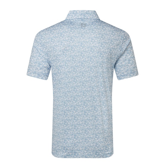 FootJoy Hidden Palm Print Lisle Herren Poloshirt, chambray/white