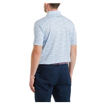 FootJoy Hidden Palm Print Lisle Herren Poloshirt, chambray/white