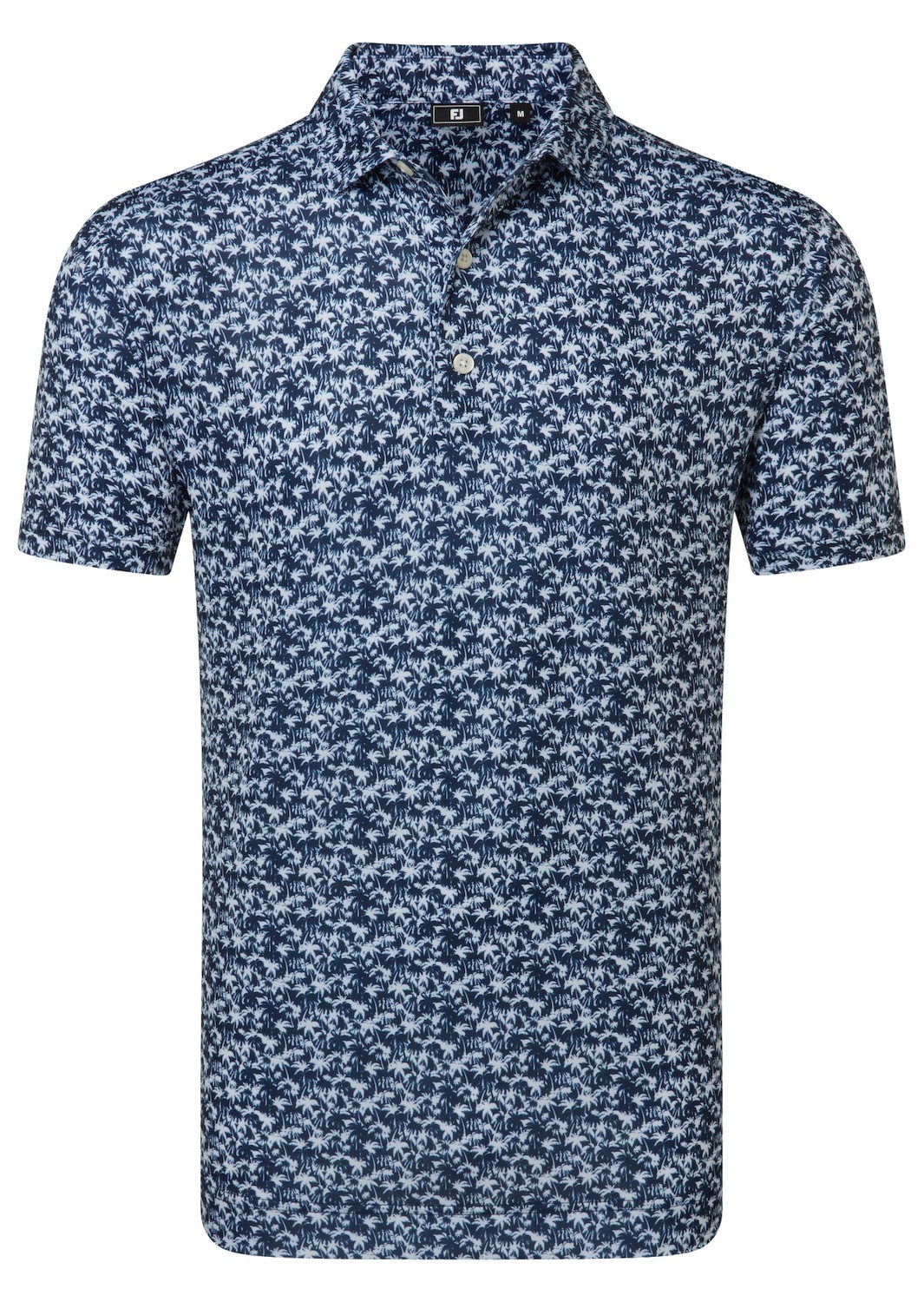 FootJoy Hidden Palm Print Lisle Herren Poloshirt, weiss/blau