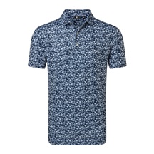 FootJoy Hidden Palm Print Lisle Herren Poloshirt, weiss/blau