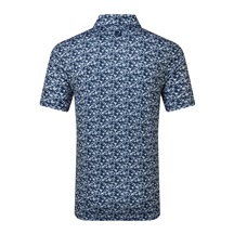FootJoy Hidden Palm Print Lisle Herren Poloshirt, weiss/blau