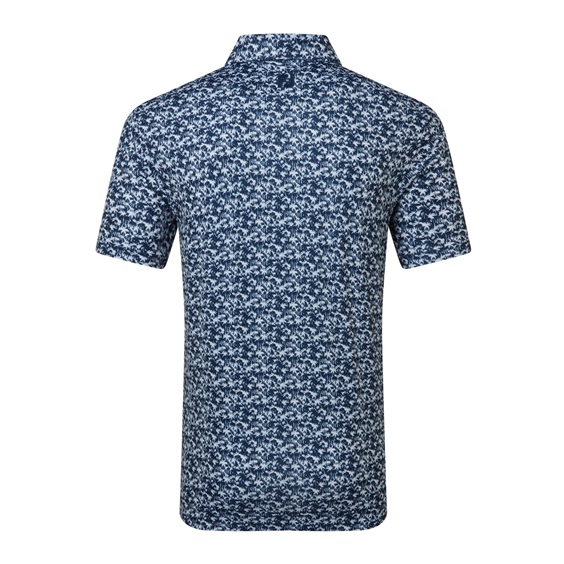 FootJoy Hidden Palm Print Lisle Herren Poloshirt, weiss/blau