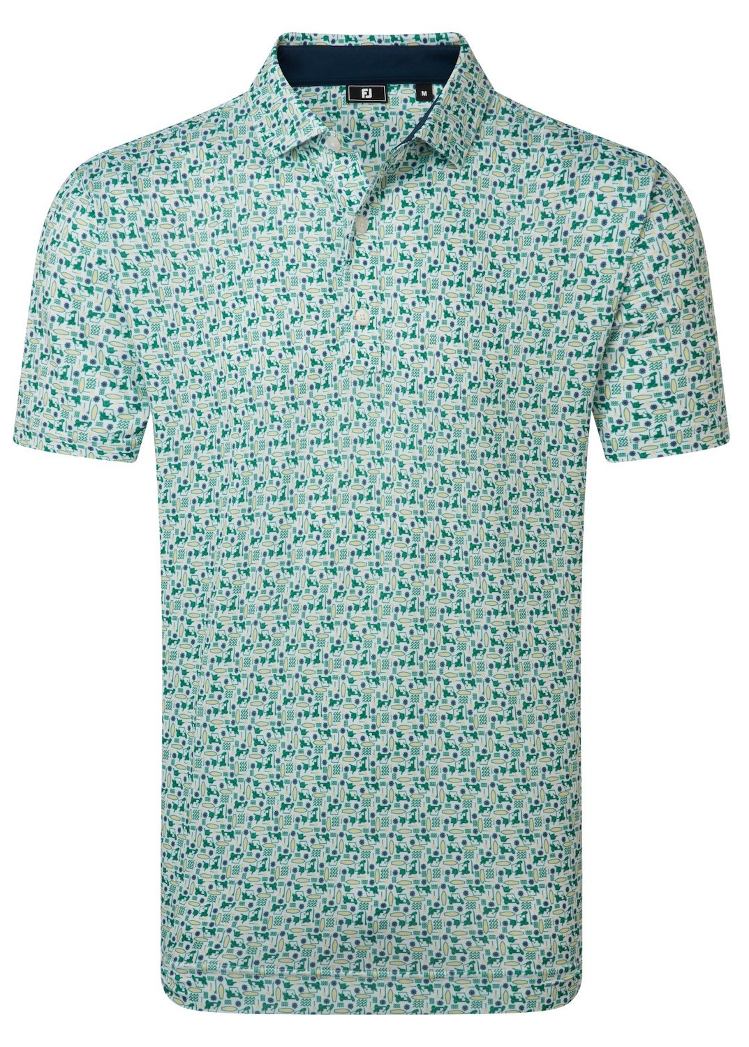 FootJoy Surfs Up Print Lisle Herren Poloshirt, field green/white/sunshine/navy