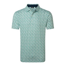 FootJoy Surfs Up Print Lisle Herren Poloshirt, field green/white/sunshine/navy