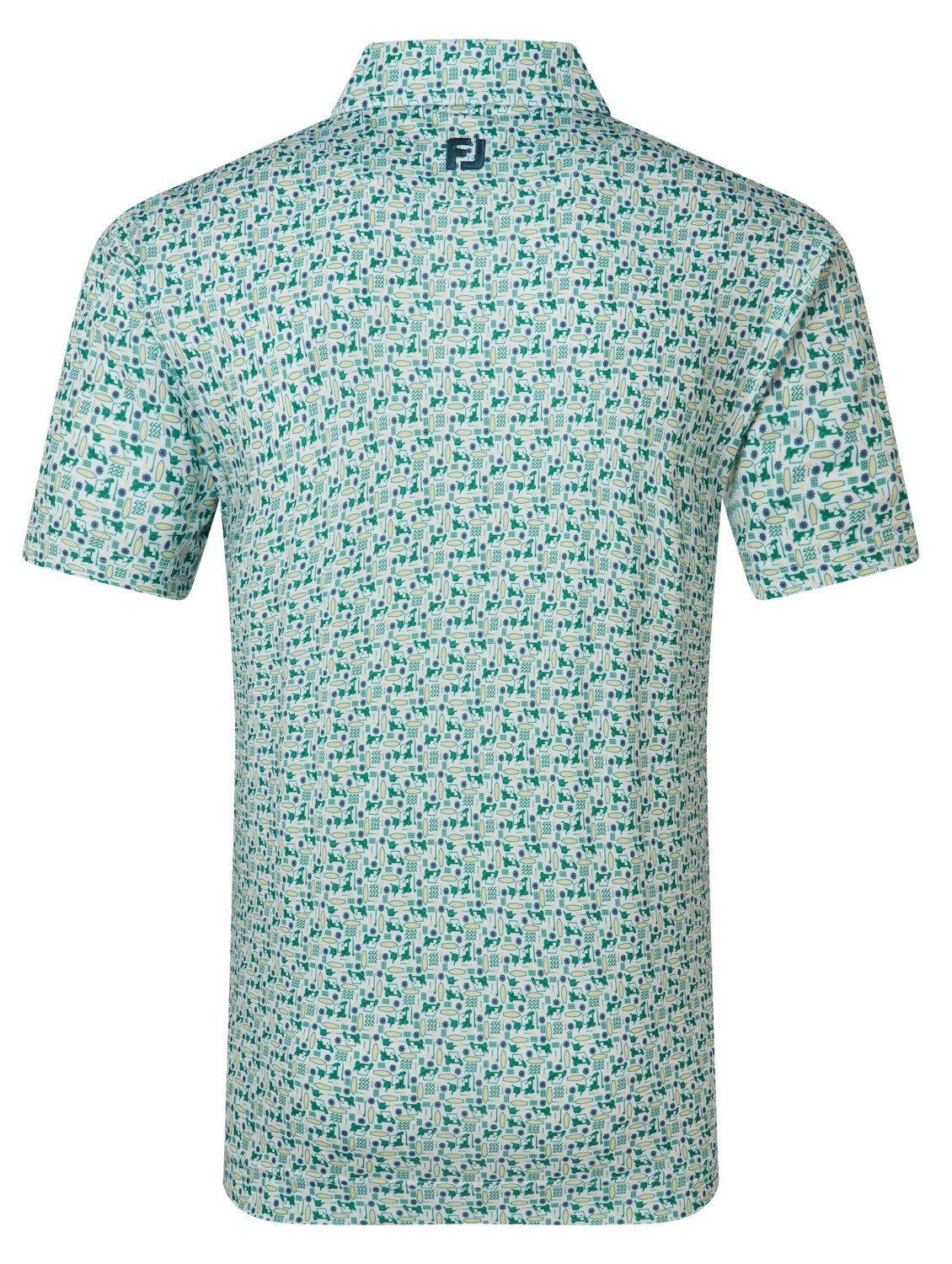 FootJoy Surfs Up Print Lisle Herren Poloshirt, field green/white/sunshine/navy