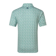 FootJoy Surfs Up Print Lisle Herren Poloshirt, field green/white/sunshine/navy