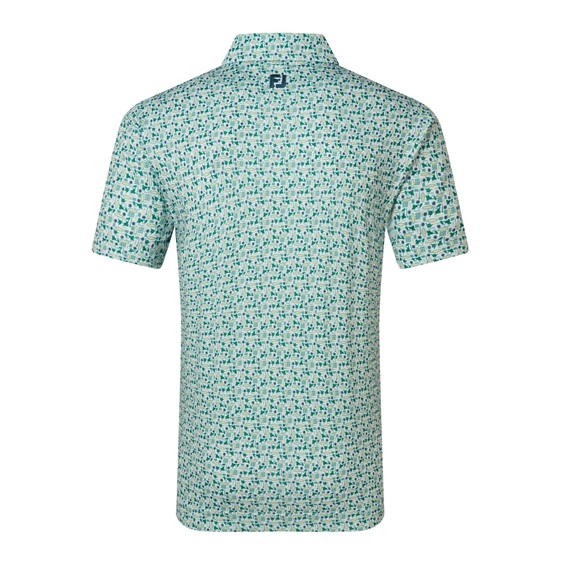 FootJoy Surfs Up Print Lisle Herren Poloshirt, field green/white/sunshine/navy