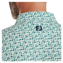 FootJoy Surfs Up Print Lisle Herren Poloshirt, field green/white/sunshine/navy