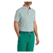 FootJoy Surfs Up Print Lisle Herren Poloshirt, field green/white/sunshine/navy