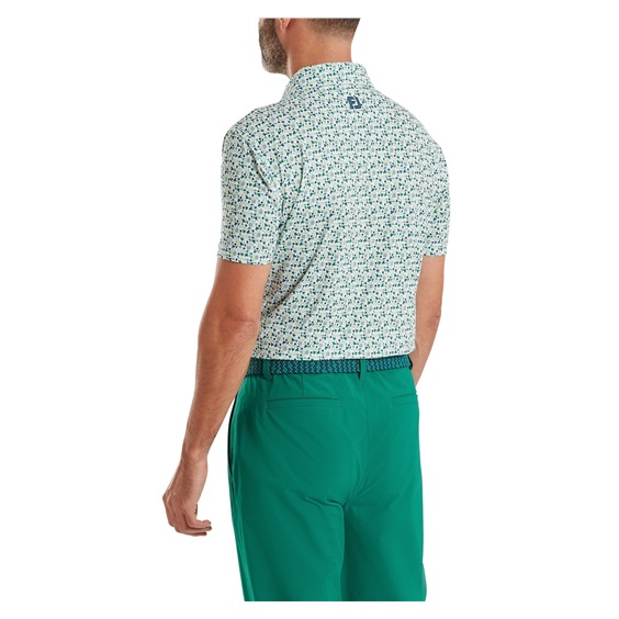 FootJoy Surfs Up Print Lisle Herren Poloshirt, field green/white/sunshine/navy