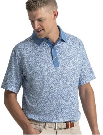 FootJoy Condensed Camo Print Lisle  Herren Poloshirt, white/chambray/coastal blue