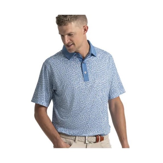 FootJoy Condensed Camo Print Lisle  Herren Poloshirt, white/chambray/coastal blue