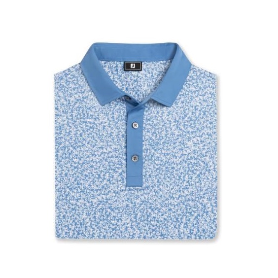 FootJoy Condensed Camo Print Lisle  Herren Poloshirt, white/chambray/coastal blue
