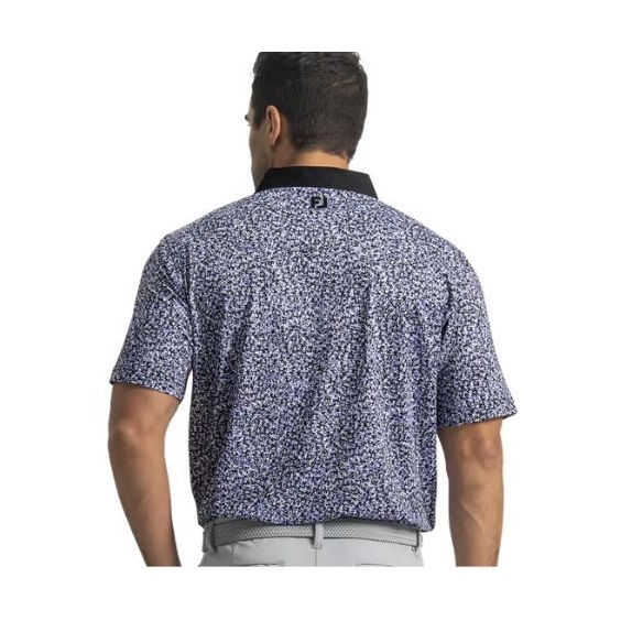 FootJoy Condensed Camo Print Lisle Herren Poloshirt, white/vivid violet/black