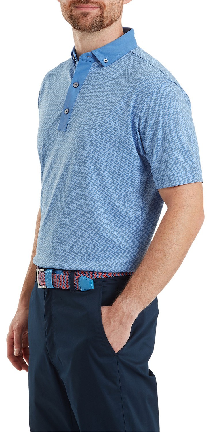 FootJoy Star Geo Jacquard Herren Poloshirt, coastal blue