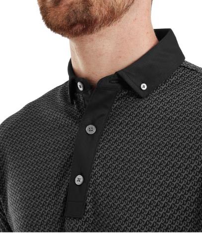 FootJoy Star Geo Jacquard Herren Poloshirt, schwarz