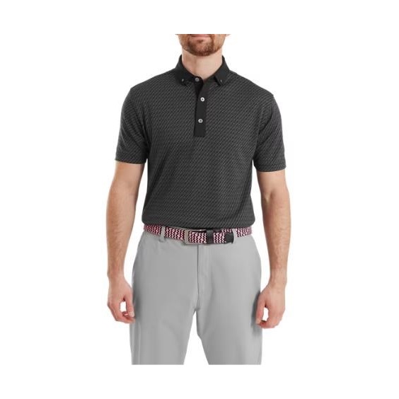 FootJoy Star Geo Jacquard Herren Poloshirt, schwarz